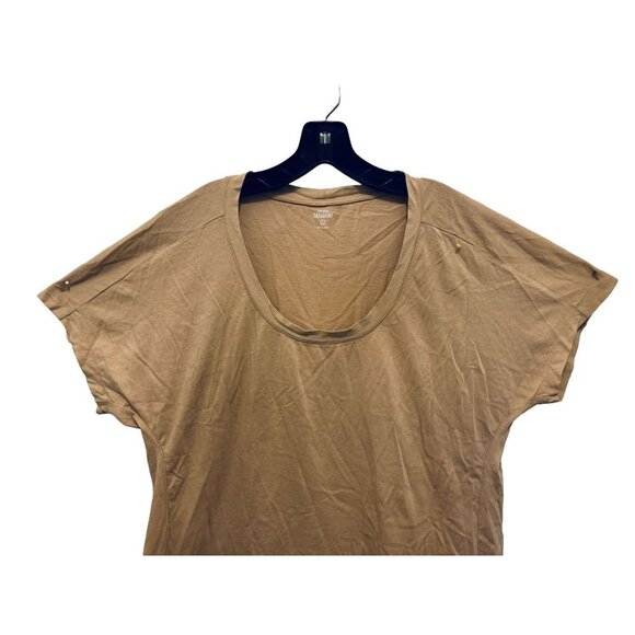 Kate Spade Saturday Cotton T-Shirt Short Sleeve Low Neck Tan Color Size Large - Picture 2 of 5